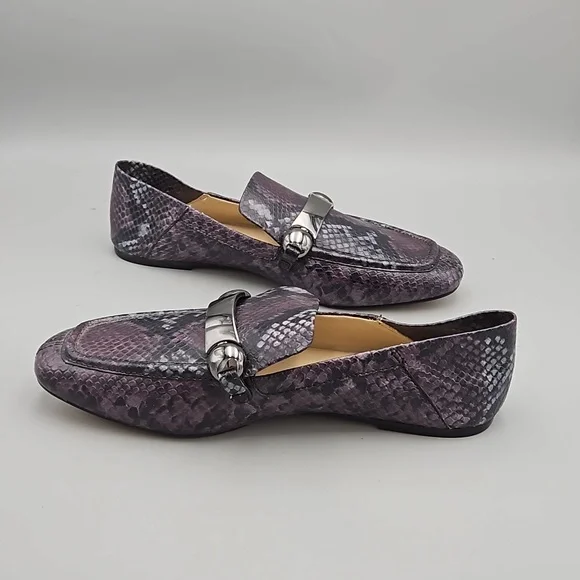 Vince Camuto Leather Slip-On Loafers Padaire Purple Snake Skin Print Wom… - Picture 4 of 9